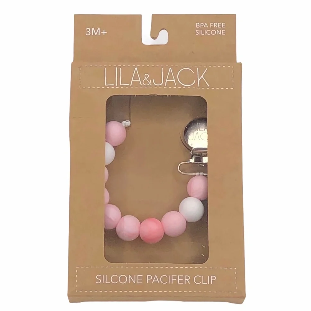 LILA & JACK‎ Pink Silicone Pacifier Clip | Baby Girl | NWT | Baby Gift | Newborn